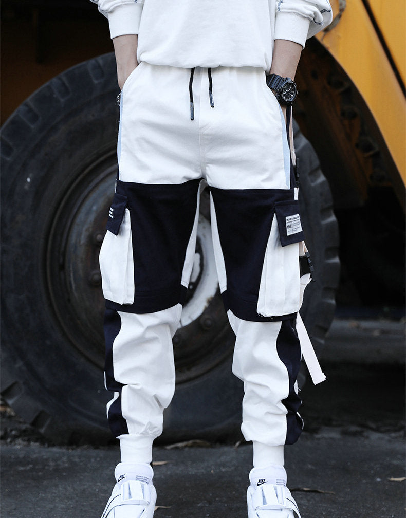 Cotton Slim Fit Ribbons Men's Joggers Elastic Waist Ankle Length Men's Trousers