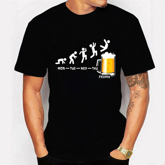 Beer Print Men's Funny Graphic T-Shirts Men Streetwear Clothes