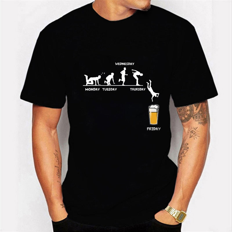 Beer Print Men's Funny Graphic T-Shirts Men Streetwear Clothes