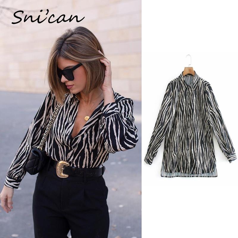 Women Satin Zebra Print Blouse