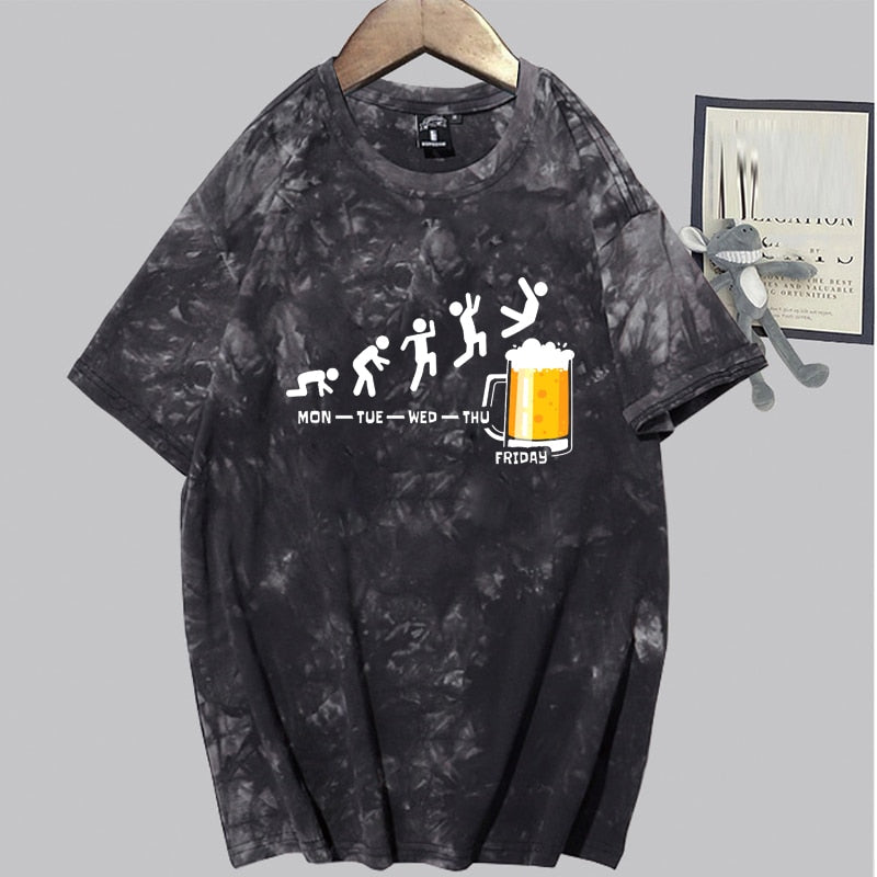 Beer Print Men's Funny Graphic T-Shirts Men Streetwear Clothes