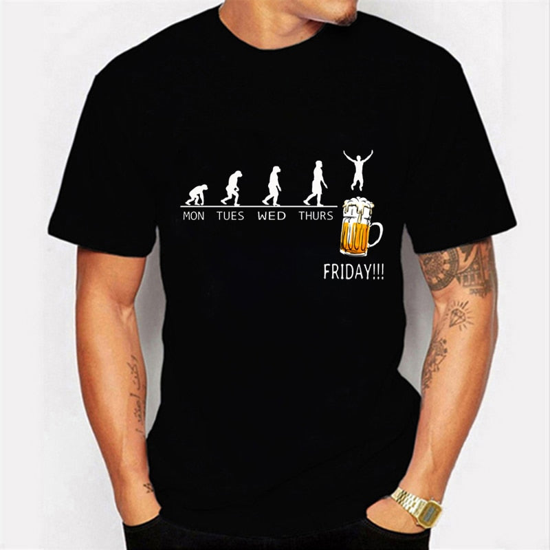 Beer Print Men's Funny Graphic T-Shirts Men Streetwear Clothes