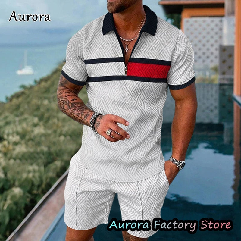 Luxury Men's Polo Set Summer Vintage Shorts Pants Casual Stylish Outfit