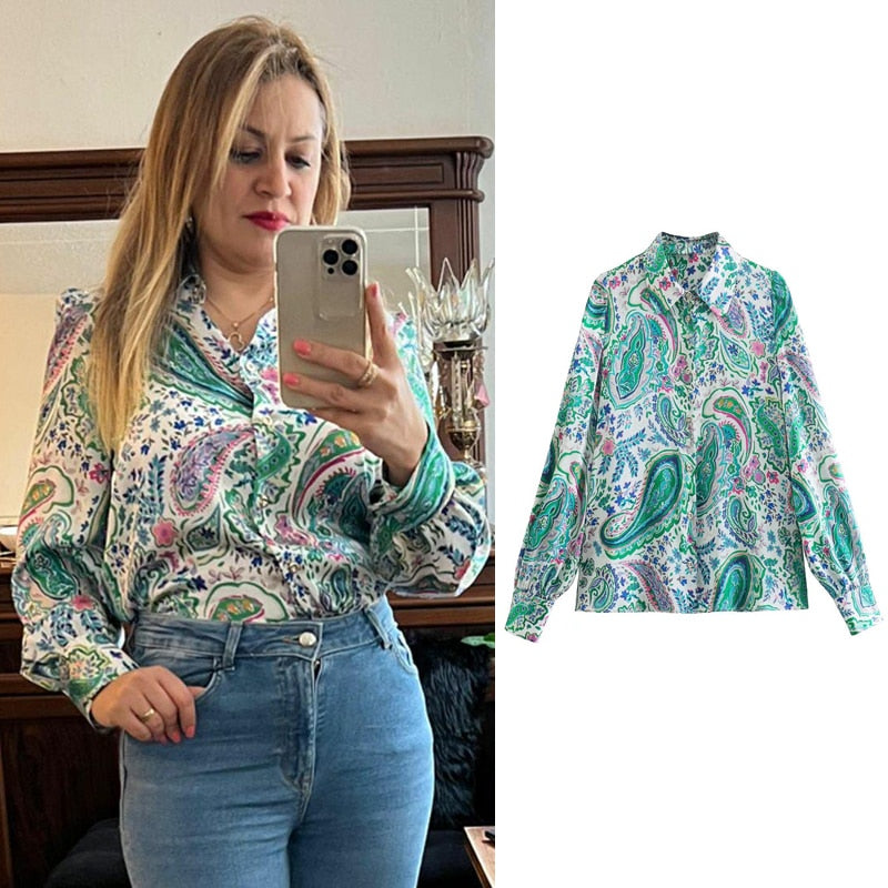 Women Satin Zebra Print Blouse