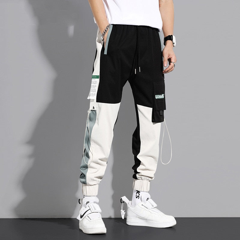 Cotton Slim Fit Ribbons Men's Joggers Elastic Waist Ankle Length Men's Trousers