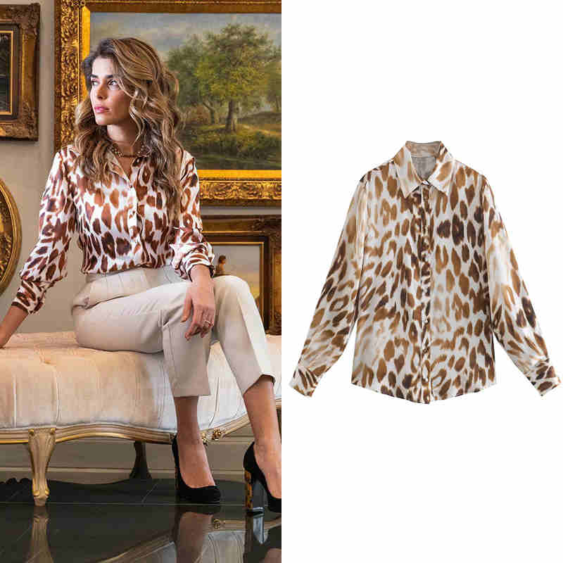 Women Satin Zebra Print Blouse