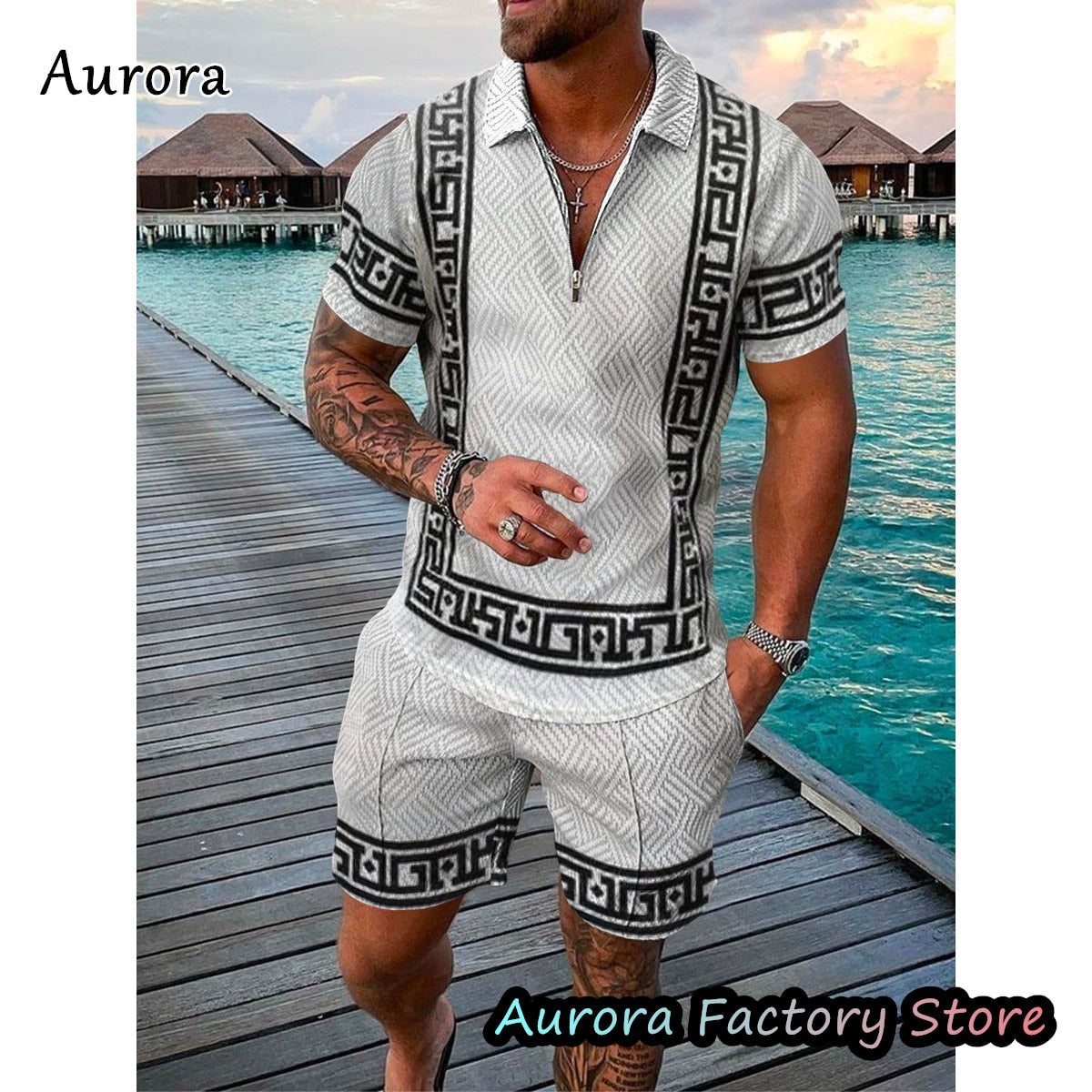 Luxury Men's Polo Set Summer Vintage Shorts Pants Casual Stylish Outfit