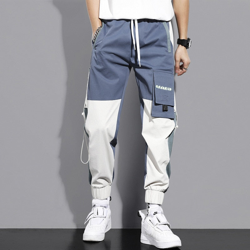 Cotton Slim Fit Ribbons Men's Joggers Elastic Waist Ankle Length Men's Trousers